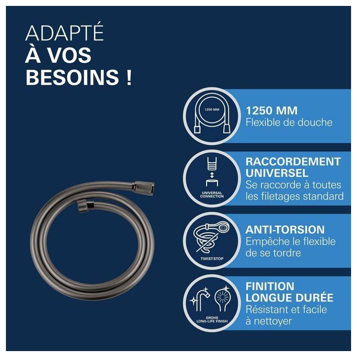 Flexible de douche - GROHE - Silverflex TwistStop