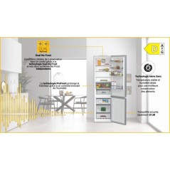 Réfrigérateur combiné - HOTPOINT - HPK26363XBR5E - Classe D - 316 L - 59,5 x 66,3 x 186,5 cm - Dark Inox