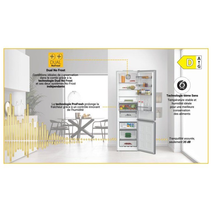 Réfrigérateur combiné - HOTPOINT - HPK26363XBR5E - Classe D - 316 L - 59,5 x 66,3 x 186,5 cm - Dark Inox Réfrigérateur combiné - HOTPOINT - HPK26363XBR5E - Classe D - 316 L - 59,5 x 66,3 x 186,5 cm - Dark Inox