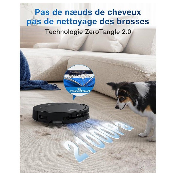 ECOVACS T50 Omni GEN2 - Robot Aspirateur Laveur - 21000Pa - ZeroTangle 2.0 - Station OMNI avec vidage automatique ECOVACS T50 Omni GEN2 - Robot Aspirateur Laveur - 21000Pa - ZeroTangle 2.0 - Station OMNI avec vidage automatique