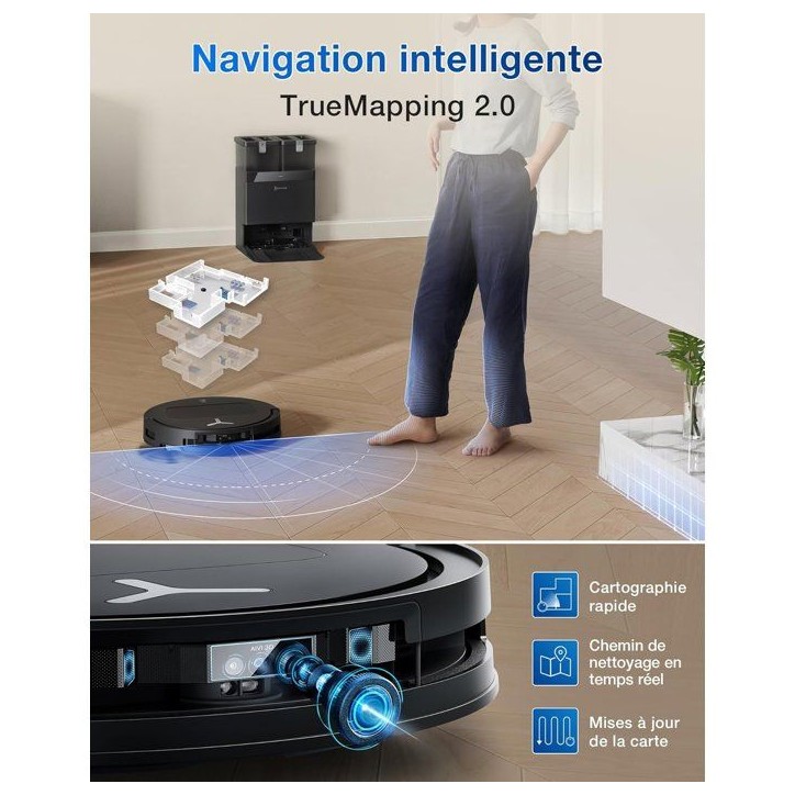 ECOVACS T50 Omni GEN2 - Robot Aspirateur Laveur - 21000Pa - ZeroTangle 2.0 - Station OMNI avec vidage automatique ECOVACS T50 Omni GEN2 - Robot Aspirateur Laveur - 21000Pa - ZeroTangle 2.0 - Station OMNI avec vidage automatique
