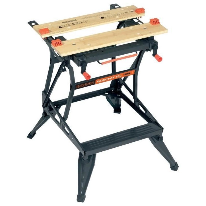 Etabli etau pliable - BLACK+DECKER - WM550-XJ - 2 mâchoires en bambou - charge maximale de 250 kg
