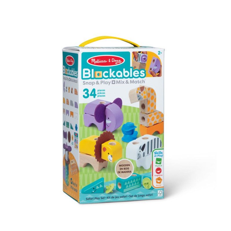 Blockables Les Animaux de la Savane Melissa & Doug - 34 Pieces en Bois