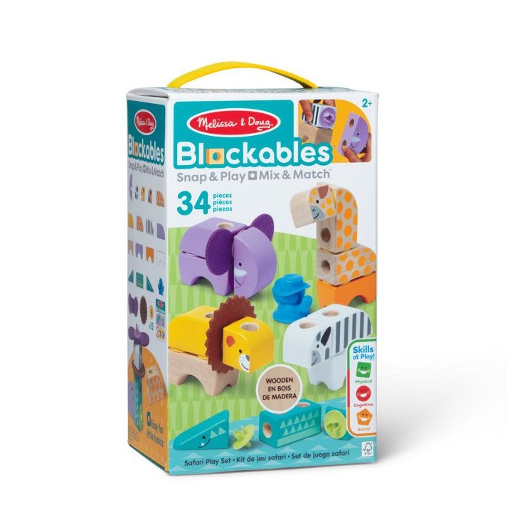 Blockables Les Animaux de la Savane Melissa & Doug - 34 Pieces en Bois FSC - SPIN MASTER - A partir de 2 ans