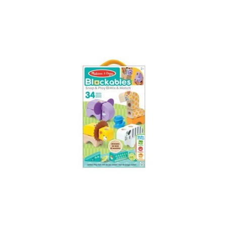 Blockables Les Animaux de la Savane Melissa & Doug - 34 Pieces en Bois FSC - SPIN MASTER - A partir de 2 ans