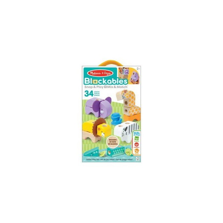 Blockables Les Animaux de la Savane Melissa & Doug - 34 Pieces en Bois FSC - SPIN MASTER - A partir de 2 ans