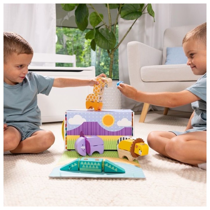 Blockables Les Animaux de la Savane Melissa & Doug - 34 Pieces en Bois FSC - SPIN MASTER - A partir de 2 ans