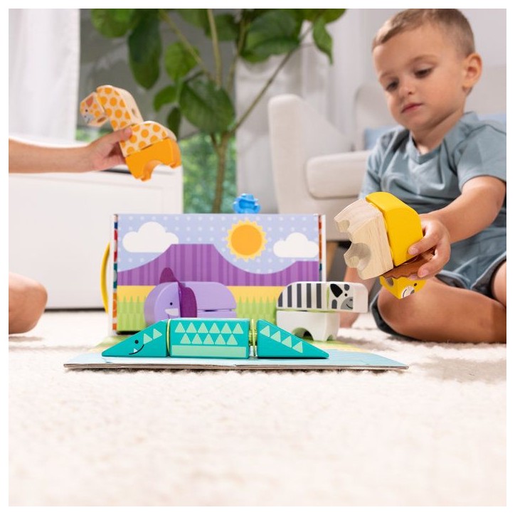 Blockables Les Animaux de la Savane Melissa & Doug - 34 Pieces en Bois FSC - SPIN MASTER - A partir de 2 ans
