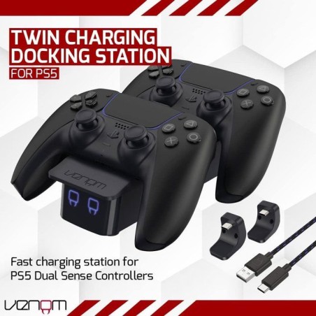 Station de charge double - VENOM - pour manettes PS5 - Noir