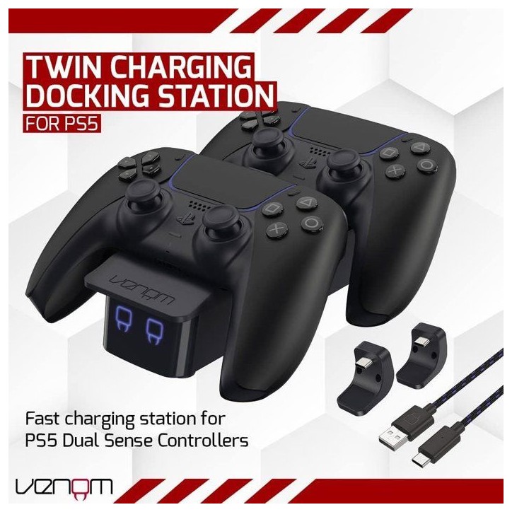 Station de charge double - VENOM - pour manettes PS5 - Noir