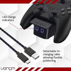 Station de charge double - VENOM - pour manettes PS5 - Noir