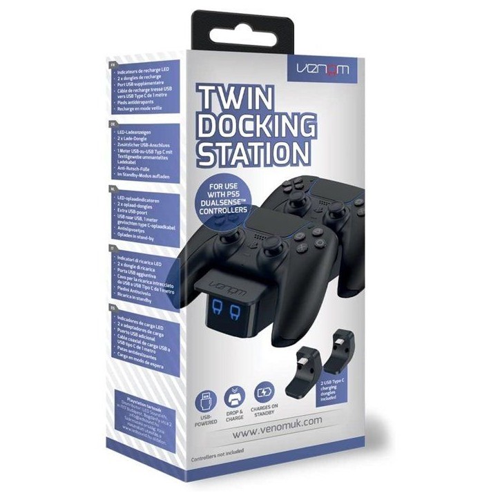 Station de charge double - VENOM - pour manettes PS5 - Noir