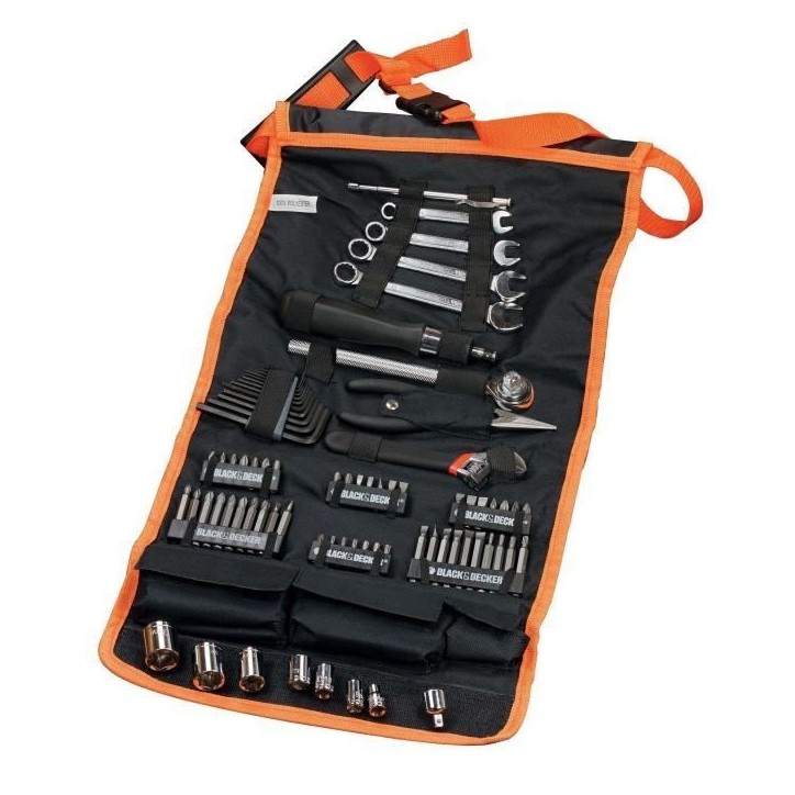 Kit d'outillage - BLACK+DECKER - A7063-QZ - 77 pieces - embouts, clés, douilles