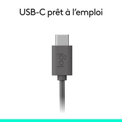 Casque - Filaire - Logitech - H390 - USB-C - Noir