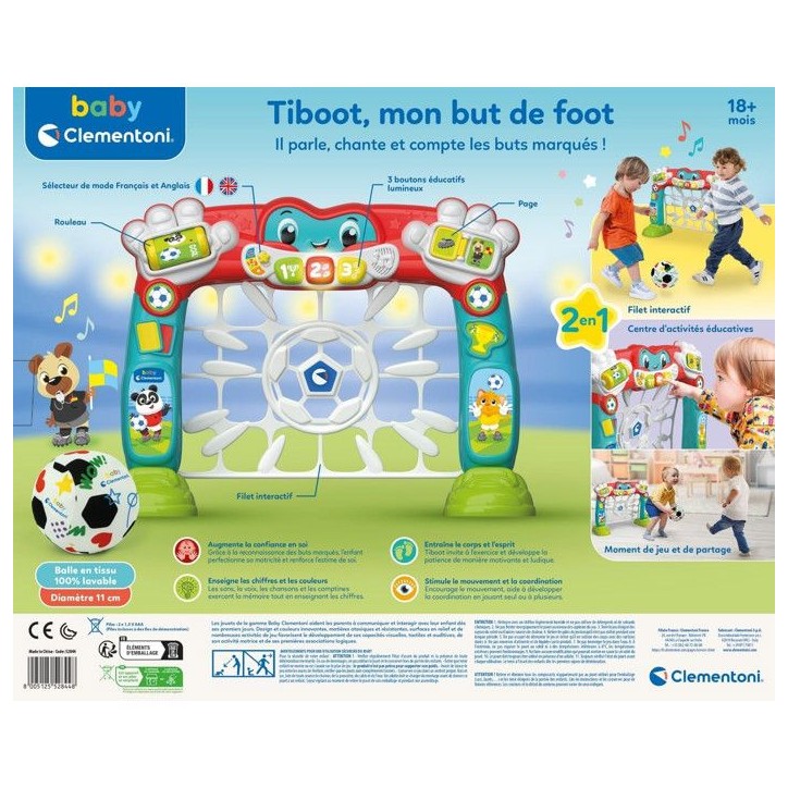 Tiboot, Mon But de Foot - Clementoni - 18 Mois - 3 Boutons sonores colorés - Lumieres -Ballon Souple Tiboot, Mon But de Foot - Clementoni - 18 Mois - 3 Boutons sonores colorés - Lumieres -Ballon Souple