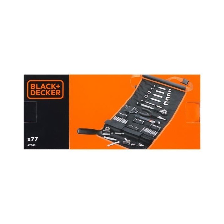 Kit d'outillage - BLACK+DECKER - A7063-QZ - 77 pieces - embouts, clés, douilles