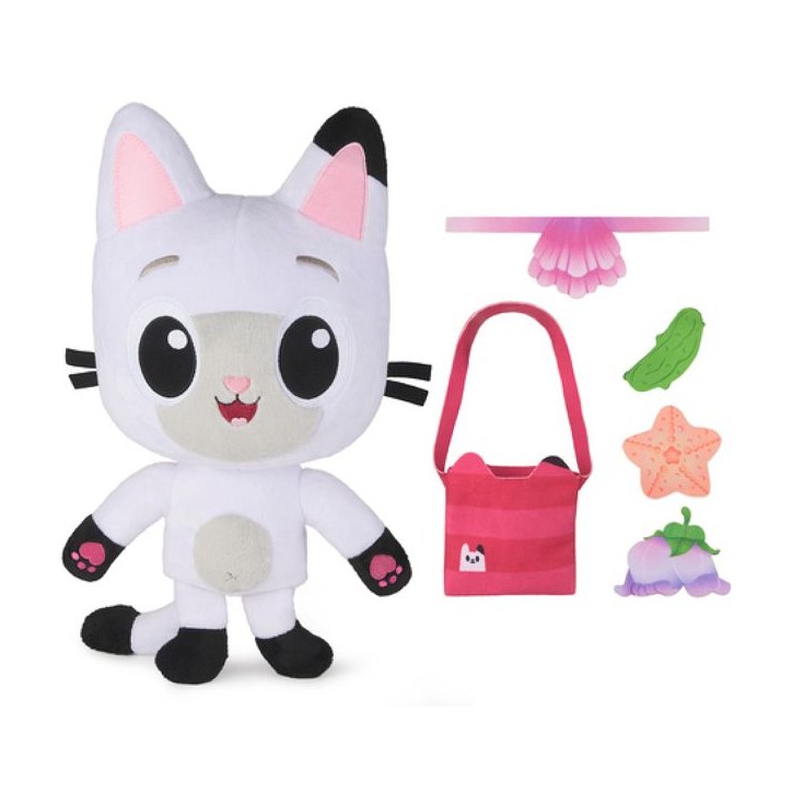 SPINMASTER Gabby Maison Magique - Peluche Pandy interactive - 20+ sons, 5 accessoires tissu, 2 piles LR03 fournies - Des 3 ans