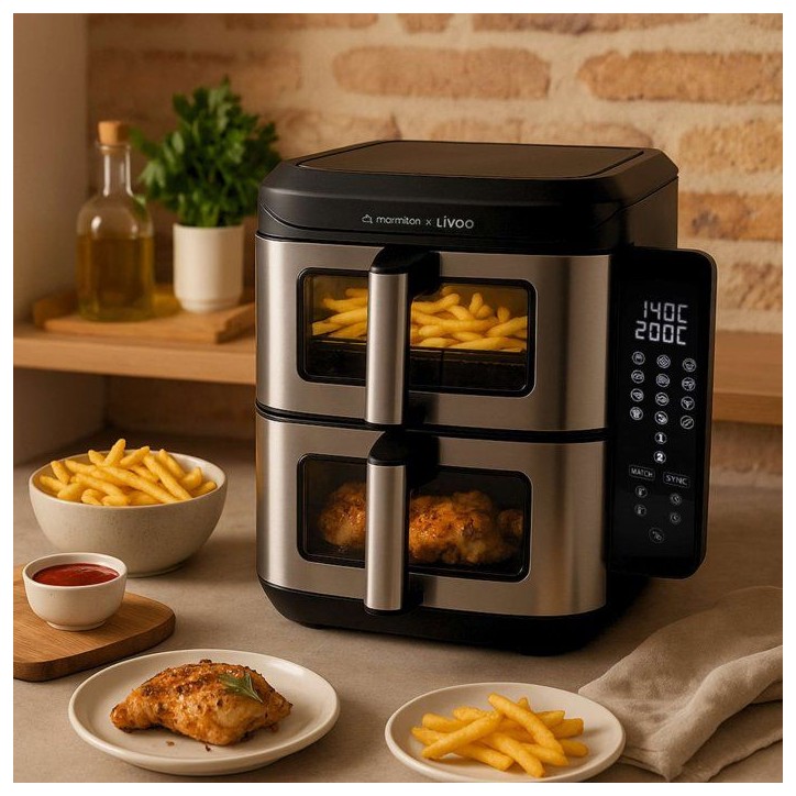 Friteuse sans huile - LIVOO - DOC344CO - 11 L - double bac - 2800 W Friteuse sans huile - LIVOO - DOC344CO - 11 L - double bac - 2800 W