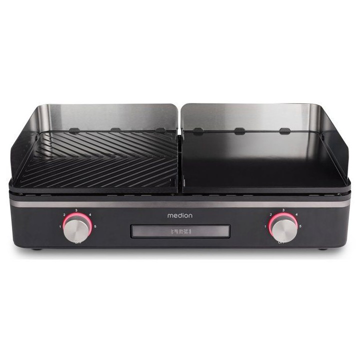 Plancha électrique MEDION - MD12027 - Double zones de cuisson - 52,1 x 28,4 x 10,2cm - 2400W Plancha électrique MEDION - MD12027 - Double zones de cuisson - 52,1 x 28,4 x 10,2cm - 2400W