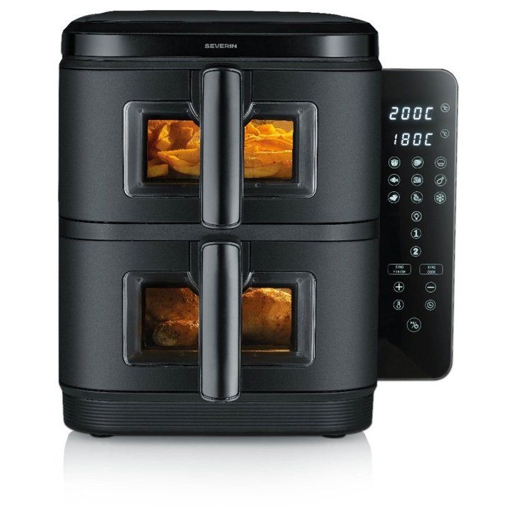 Friteuse sans huile - SEVERIN - AirFryer FR2468 - Capacité 11 L - Double cuve - 9 programmes - Écran tactile - 2600 W