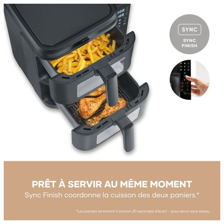 Friteuse sans huile - SEVERIN - AirFryer FR2468 - Capacité 11 L - Double cuve - 9 programmes - Écran tactile - 2600 W
