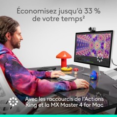 Souris sans fil - Logitech - MX Master 4 for Mac - Ergonomique - Noire