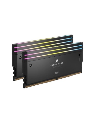 Mémoire RAM - CORSAIR - Dominator Titanium RGB DDR5 - 64GB 2x32GB DIMM - 6400MT/s - Intel XMP 3.0 - 1.40V - Noir (CMP64GX5M2B64