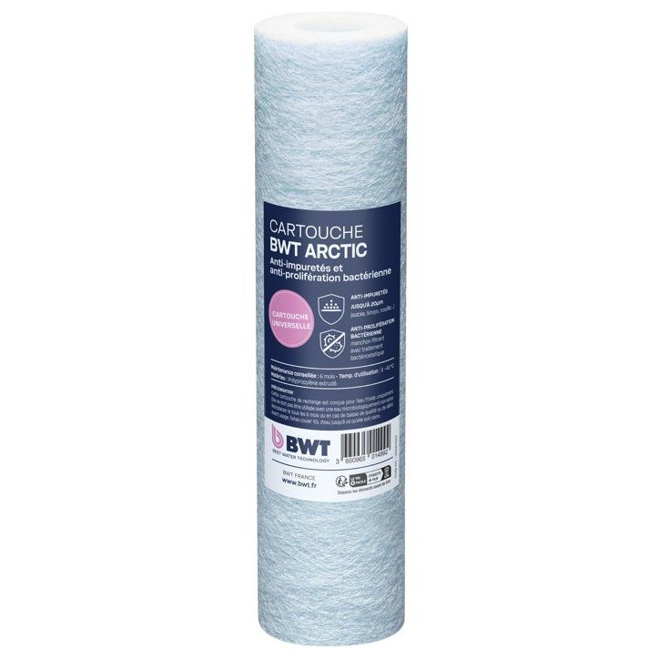 Cartouche filtrante - BWT - ARCTIC 20 µm - Polypropylene extrudé - Traitement bactériostatique Cartouche filtrante - BWT - ARCTIC 20 µm - Polypropylene extrudé - Traitement bactériostatique