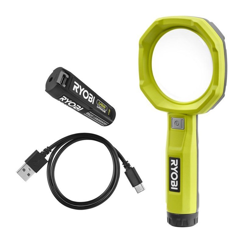 RYOBI Loupe éclairée 4V USB Lithium x3 LED - batterie 2Ah + chargeur