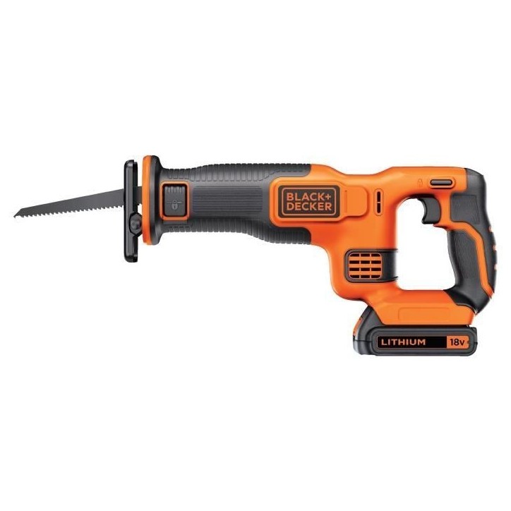 Scie sabre sans fil - BLACK+DECKER - BDCR18-QW - 18V - avec batterie 1,5 Ah + chargeur + lame 15cm