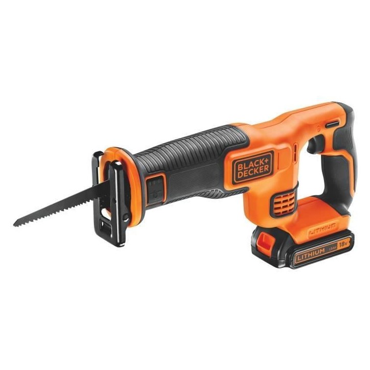 Scie sabre sans fil - BLACK+DECKER - BDCR18-QW - 18V - avec batterie 1,5 Ah + chargeur + lame 15cm