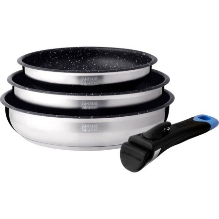 Set de 3 poeles - ARTHUR MARTIN - AM2196 - Ø20-24-26 cm - Acier inoxy