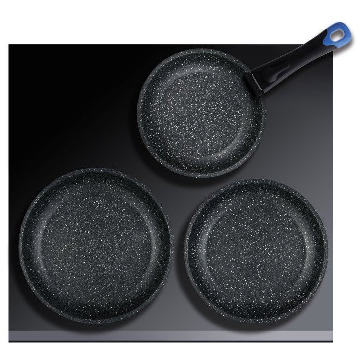 Set de 3 poeles - ARTHUR MARTIN - AM2196 - Ø20-24-26 cm - Acier inoxydable - Poignée amovible - Tous feux dont induction