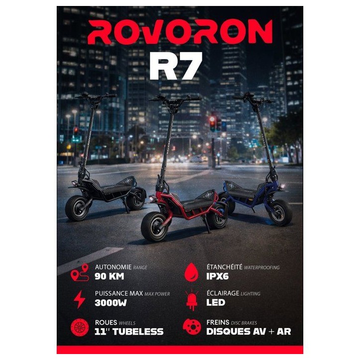 Trottinette électrique - ROVORON - R7 - 60V 28Ah - Noir Trottinette électrique - ROVORON - R7 - 60V 28Ah - Noir
