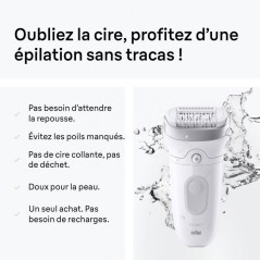 Épilateur électrique - BRAUN - SE7-011 - 2 modes - 40 min - Étanche
