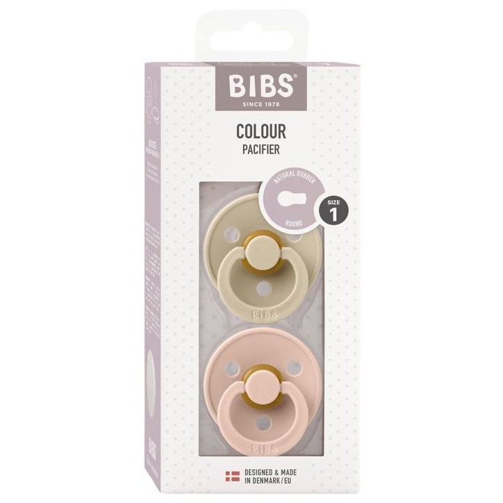 Sucette bébé - BIBS - Colour - Embout rond - Pack de 2 - Caoutchouc naturel - Taille 1 Vanilla Blush Sucette bébé - BIBS - Colour - Embout rond - Pack de 2 - Caoutchouc naturel - Taille 1 Vanilla Blush