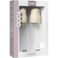 Biberon bébé - BIBS - Embout rond - Caoutchouc naturel - 270 ml - Débit moyen - Ivory - Pack de 2