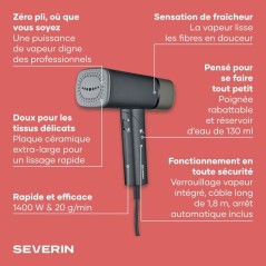 Défroisseur vapeur de voyage - SEVERIN - DG3282- Steamer pliable pour