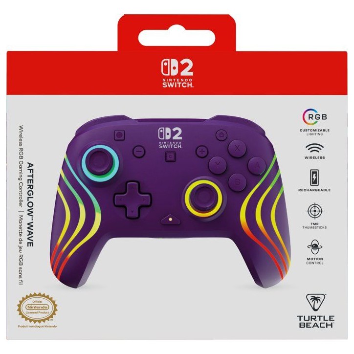 Manette Gaming sans fil RGB - TURTLE BEACH - Afterglow Wave pour Nintendo Switch 2 - Violet