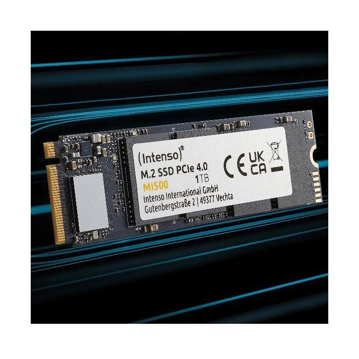 INTENSO - MI500 - SSD Interne - 1 To - NVMe M.2 PCIe Gen 4x4 - Vitesse de lecture jusqu'a 5 300 Mo/s INTENSO - MI500 - SSD Interne - 1 To - NVMe M.2 PCIe Gen 4x4 - Vitesse de lecture jusqu'a 5 300 Mo/s