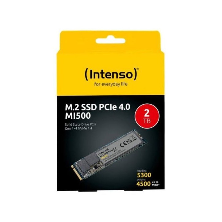 INTENSO - MI500 - SSD Interne - 2 To - NVMe M.2 PCIe Gen 4x4 - Vitesse de lecture jusqu'a 5 300 Mo/s INTENSO - MI500 - SSD Interne - 2 To - NVMe M.2 PCIe Gen 4x4 - Vitesse de lecture jusqu'a 5 300 Mo/s