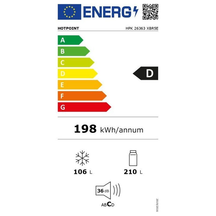 Réfrigérateur combiné - WHIRLPOOL - WHK26404XP5E - Classe D - 6e Sens Dual No Frost - 355 L - 59,5 x 66,3 x 203,5 cm - Inox Réfrigérateur combiné - WHIRLPOOL - WHK26404XP5E - Classe D - 6e Sens Dual No Frost - 355 L - 59,5 x 66,3 x 203,5 cm - Inox