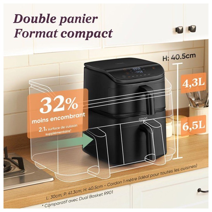 Friteuse sans huile COSORI - Air Fryer Turbo Tower - Capacité 10,8L - 7 programmes - 2630W - Noir Friteuse sans huile COSORI - Air Fryer Turbo Tower - Capacité 10,8L - 7 programmes - 2630W - Noir