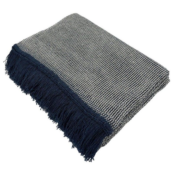 Rideau Portiere - Toison d'Or - Denim & Ecru -140 x 240