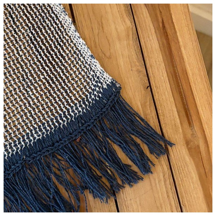 Rideau Portiere - Toison d'Or - Denim & Ecru -140 x 240
