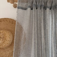 Rideau Portiere - Toison d'Or - Denim & Ecru -140 x 240