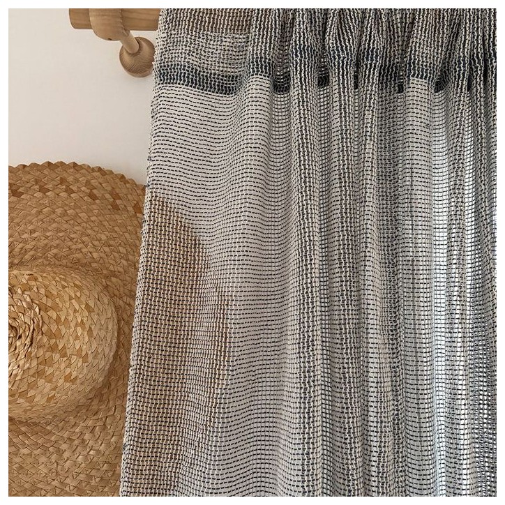 Rideau Portiere - Toison d'Or - Denim & Ecru -140 x 240