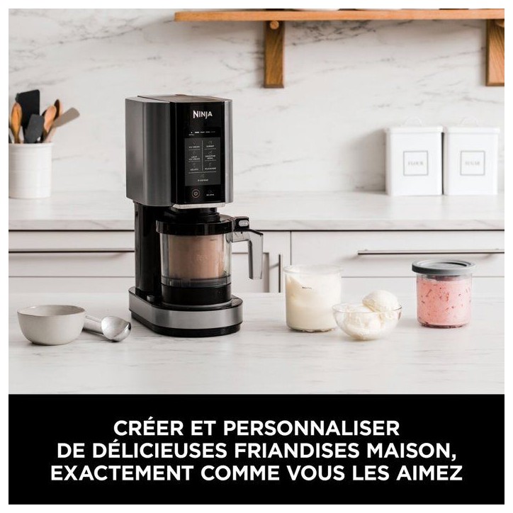 Machine a glace et sorbetiere Ninja CREAMi NC302EU – 7 programmes - 2 pots inclus de 450 ml - Glaces, sorbets et milkshakes ma Machine a glace et sorbetiere Ninja CREAMi NC302EU – 7 programmes - 2 pots inclus de 450 ml - Glaces, sorbets et milkshakes ma