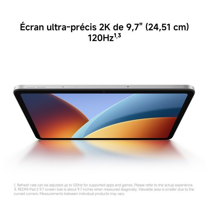 REDMI Pad 2 9.7, 4+128 GO, Gris Graphite, Écran 9,7 pouces (24,51 cm) 2K a 120 Hz d'une clarté cristalline REDMI Pad 2 9.7, 4+128 GO, Gris Graphite, Écran 9,7 pouces (24,51 cm) 2K a 120 Hz d'une clarté cristalline