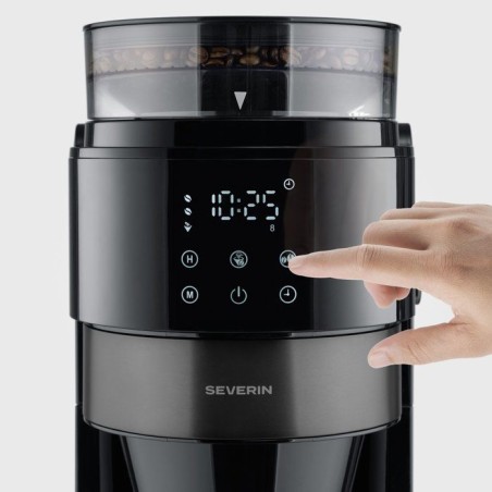 Machine a café filtre avec broyeur - SEVERIN - KA4831 - Technologie Perfect Grind - verseuse isotherme 8 tasses - Noir/Inox
